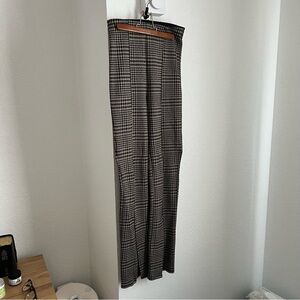 Split Hem Flare Plaid Pants